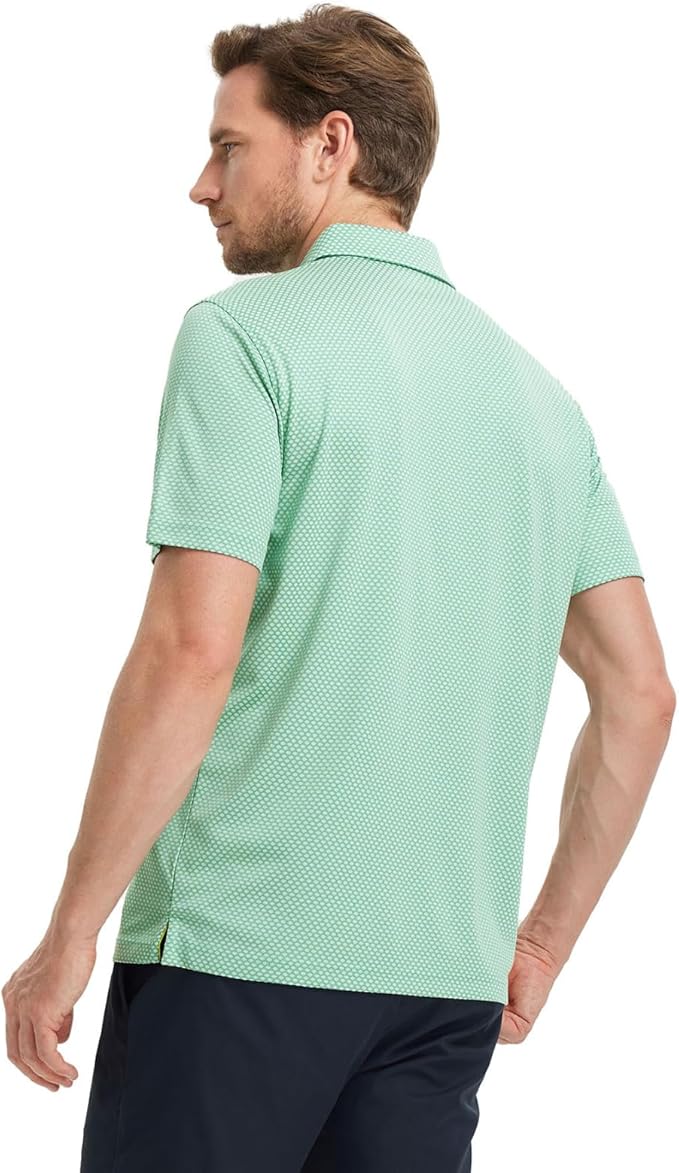 M MAELREG Golf Shirts for Men Moisture Wicking Jacquard Breathable Performance Dry Fit Collared Mens Polo Shirts Short Sleeve