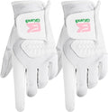 Golf Gloves Women Left Right Handed Golfer Rain Grip Hot Wet All Weather 2 Pack or 1 Pair, Womens Golf Glove Breathable Flexible Mesh for Ladies in Pink White