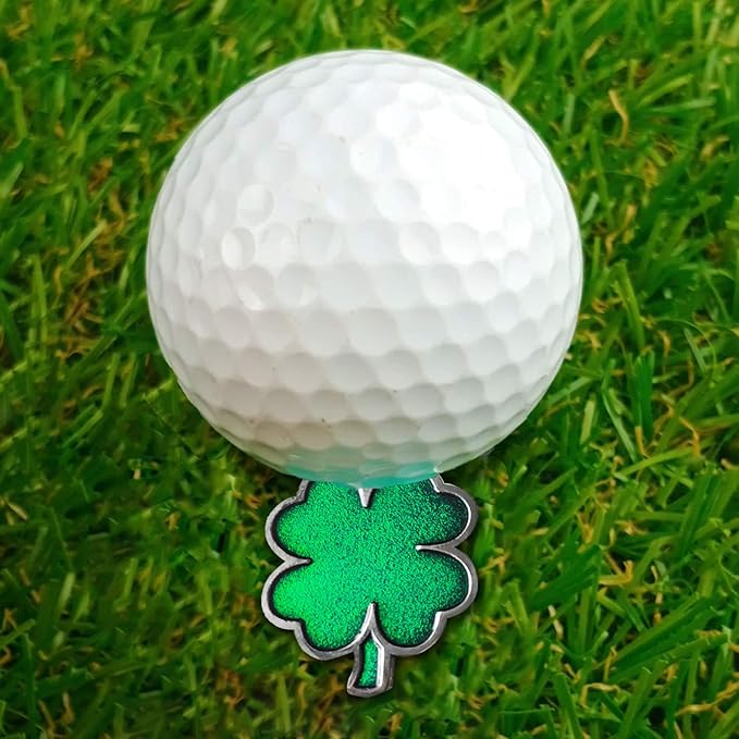 2 Pcs Clover Golf Ball Markers with Golf Ball Marker Hat Clip (Four Leaf Clover)