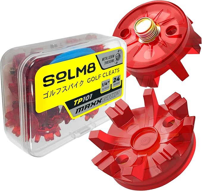 SOLM8 Golf Shoe Replacement Spikes - Metal Screw Threading Dia ¼ Inch/6mm Easy to Install on Cricket & Golf Cleats (Spanner Included)