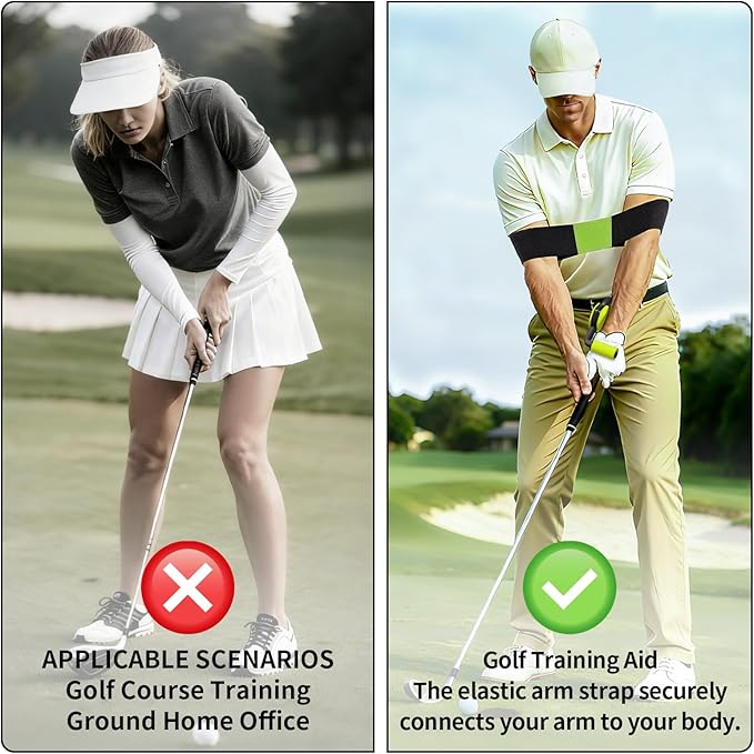 Golf Swing Trainer with Golf Swing Training Aid, Golf Grip Trainer Enhance Grip Strength Precision, Correct Hand Posture, Wrist Trainer Kit with Arm Band for All Golfers