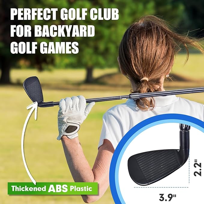 Plastic Golf Club Collapsible - Right Hand for Game & Travel, Golf Chiper Club for Junior, Adults Indoor Outdoor Training Bucket Pong Chipping Games for Family, Hit Plastic Foam Balls -2PCS