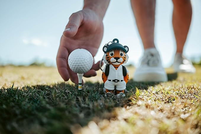 Tiger Caddy Golf Tee Holder, Includes 8 Golf Tees, Fun Golf Accessories for Men and Women, Stylish Golf Bag Accessory and Golf Gift