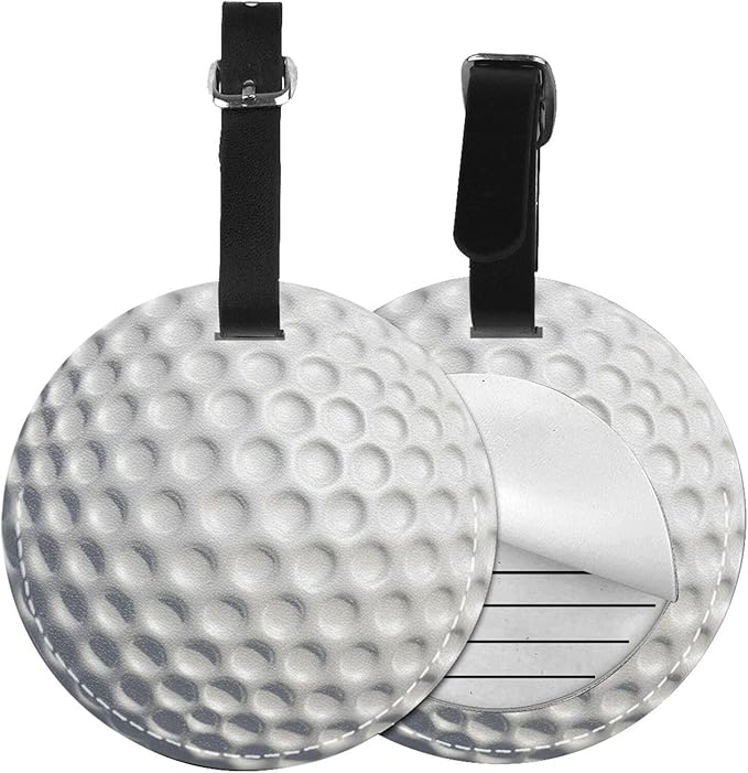 Golf Ball Luggage Tags for Suitcases, Pu Leather Baggage Tags Identifiers for Travel, Name Id Label for Baggage Bag Women Men