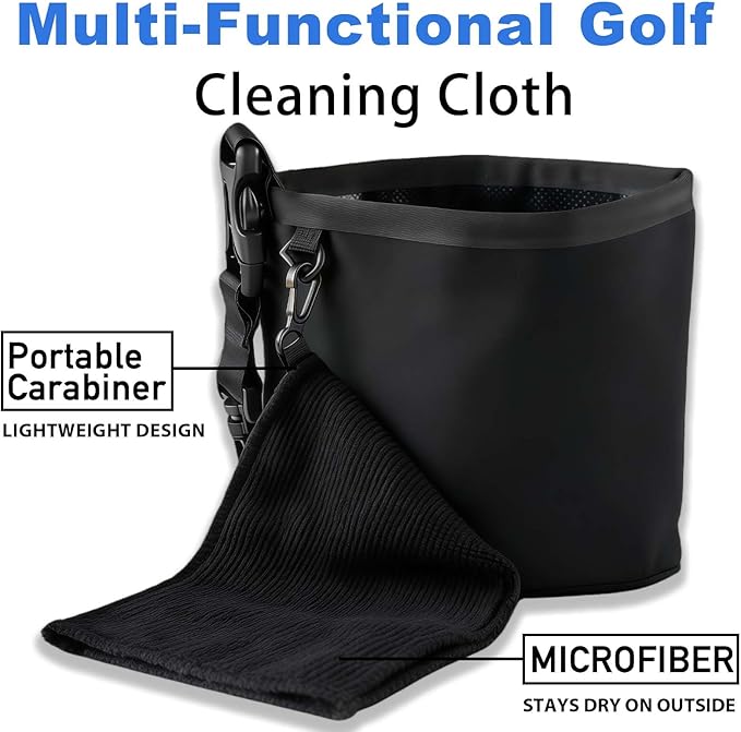 Portable Golf Club & Ball Cleaning Kit - Golf Cleaning Pouch with Towel, Lightweight Hanging Golf Accessory for Bag
