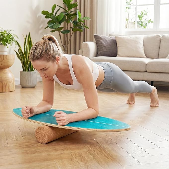 GYMAX Balance Board for Adults, 330LBS Wobble Boards with Storage Rack, Wooden Exercise Balancing Stability Trainer for Improve Balance, Surfing, Skate, Yoga, Skateboarding