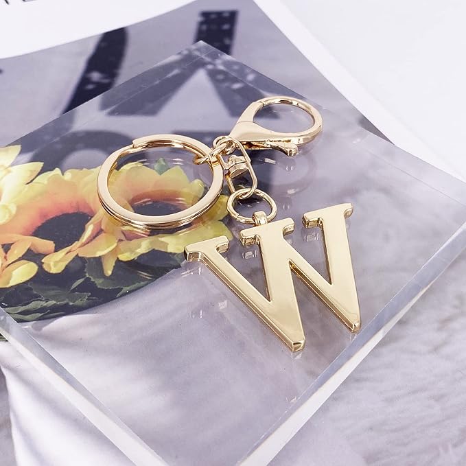 LAXPICOL Gold Letter A-Z Keychain for Women Bag Charms Purse Charms For Handbags Metal Alphabet Initial Letter Keychain