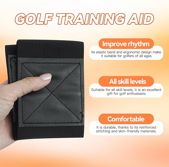 2 Pcs Golf Swing Training Aid, Golf Connection Arm Band for Correcting Chicken Wing Flaw, Muscle Memory and Swing Connection Trainer for Right & Left-Handed Players, Men Women Junior Golfers