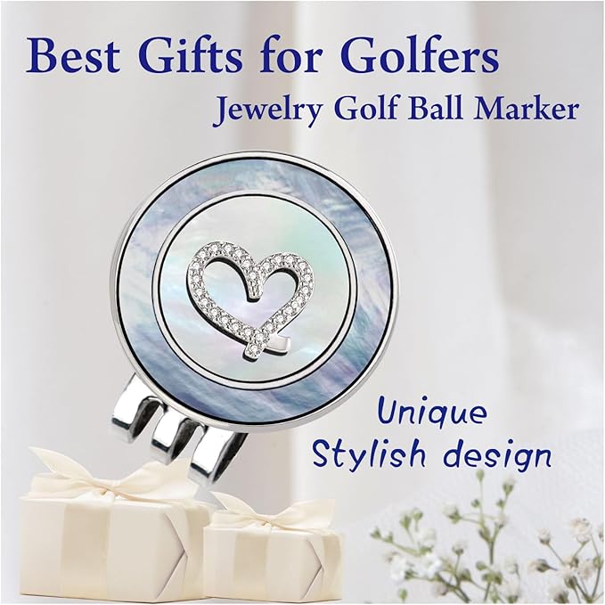 Golf Ball Marker Hat Clip with Pearl Ball Marker, Golf Gifts, Golf Accessories, Golf Ball Markers for Women