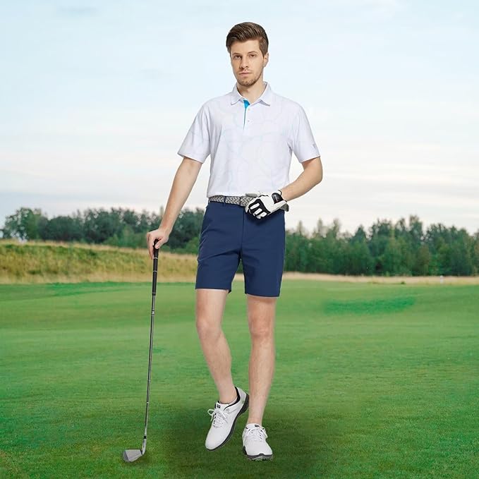M MAELREG Mens Golf Shirt Short Sleeve Dry Fit Print Moisture Wicking Performance Patterns Collared Polo Shirt