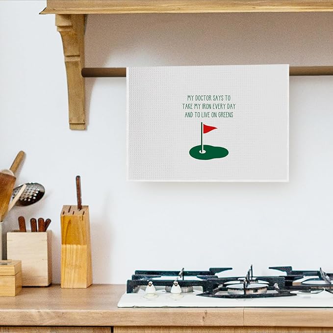 Funny Golf Kitchen Towels - Golf Gifts Decorative Waffle Dish Towels, Hand Towel, Tea Towel, Womens Golf Accessories Gifts, 16x24 Inch