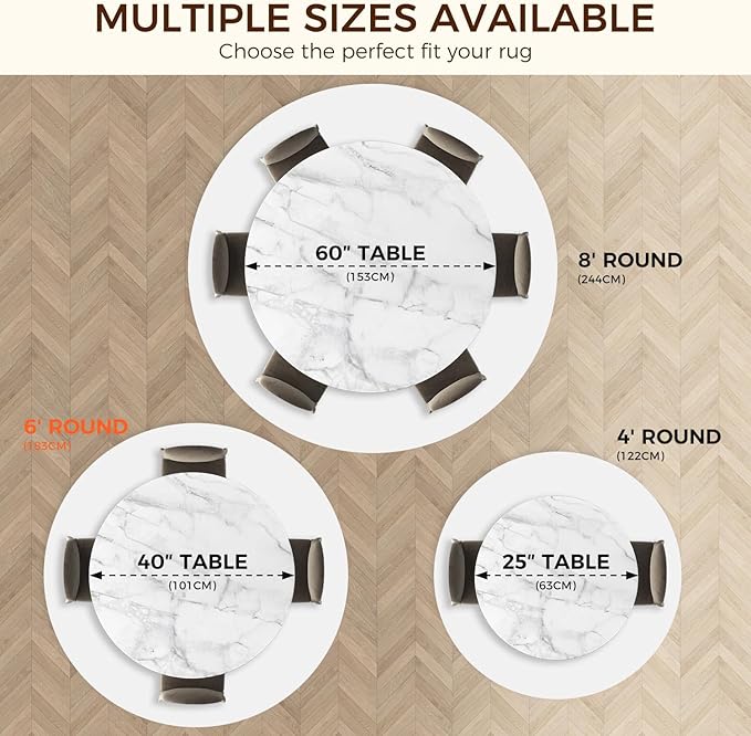BAGAIL BASICS Round 6 FT Rug Pad Gripper for Hardwood Floors, Non Slip Rug Pads for Area Rugs, Extra Thick Under Rug Padding, Protect Your Rugs & Floors