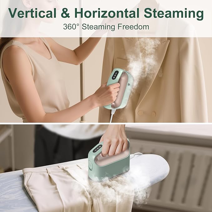 Newbealer Smart Steam Iron for Clothes - 1200W Professional-Grade Turbocharged 3 Steam & 3 Dry Heat Modes, 45s Heat-Up, 6oz Tank, Auto-Off, Nonstick Ceramic Soleplate (120V Only)