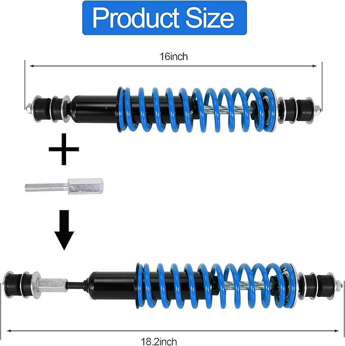 JIAYAN Golf Cart Front or Rear Shock Absorber with Heavy Duty Coil Springs Compatible with E-Z-GO TXT/Medalist 1994+ Gas & Electric Models OEM# 70928-G01 76418-G01 70630-G01 (2Pcs)