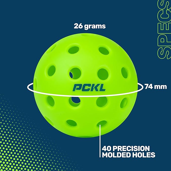PCKL Optic Speed Pickleball Balls | Choose Indoor or Outdoor Pickleballs | USAPA Tournament Aproved | 4 Pack Crack-Resistant