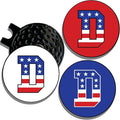 Wolf Golf Towels Golf Ball Marker Hat Clip | USA Monogram | 1 Magnetic Clip + 3 Ball Markers | Patriotic Golf Accessories for Men & Women