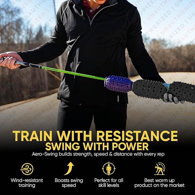 Aero Stiff Shaft, Golf Training Aid and Warm Up Tool, Speed Stick for Golf, Golf Swing Trainer, Improves Swing Speed, Wind Resistance, Adjustable Pineapples, Gain Up to 30 Yards On Your Drive