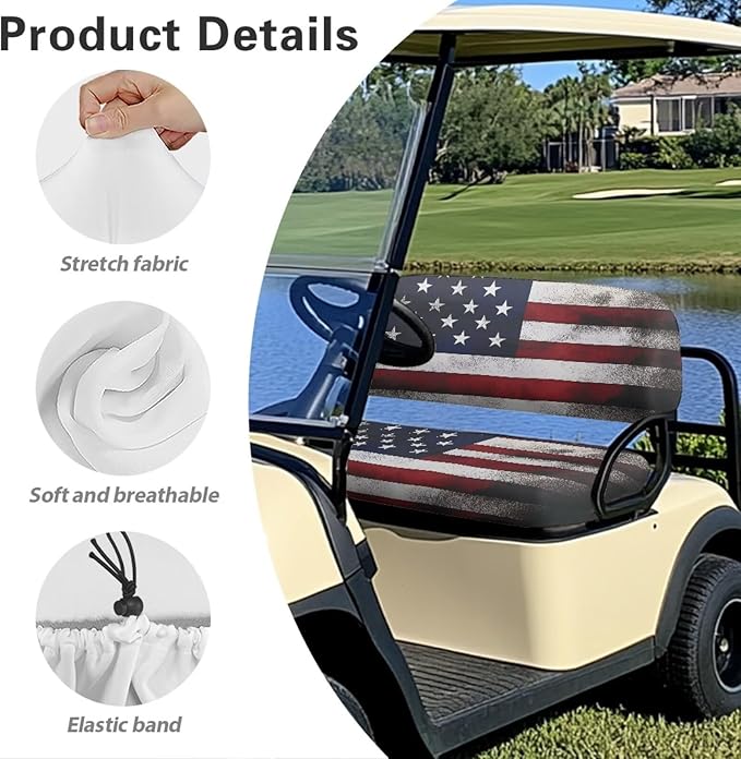 Golf Cart Seat Covers, Universal Fit & Nonskid Bottom Fits for Club Car 2 Person Seats Golf Carts