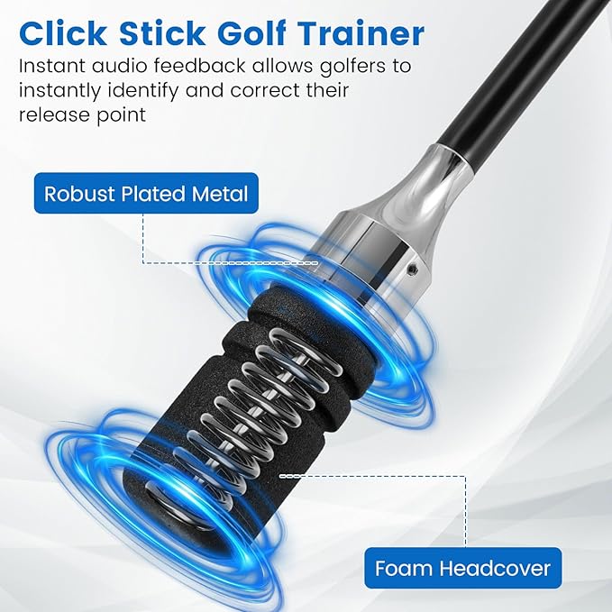 Tangkula Golf Swing Trainer, Click Stick Swing Training Aid for Speed, Flexibility, Balance, Tempo & Strength, Golf Swing Rhythm Correction with Click Sound, Weight Golf Warm-up Practice Tool