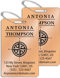 Custom Stainless Steel Luggage Tags (2 Pack) - Personalized Laser Engraved Luggage Tag, Waterproof Durable, for Bags, Backpack Travel, Suitcases (Rose Gold)