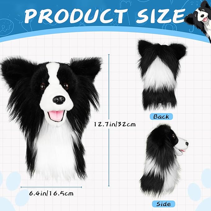 Craftsman Golf Golden Retriever Yorkshire Terrier Bernese Mountain Dog Border Collie Soft Cute Soft Plush Animal Driver Wood Headcover Head Cover Travel Protector Gifts for Men Women