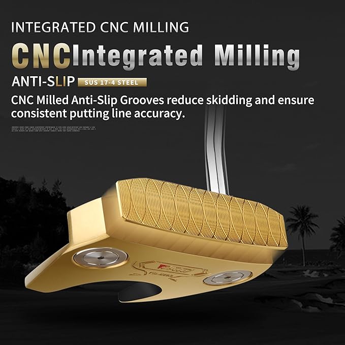 PGM TUG024 CNC‑Milled Low‑CG Golf Putter with Alignment Line & Oversized Grip – Tungsten Counterweight, Stainless Shaft, Men’s Right‑Handed