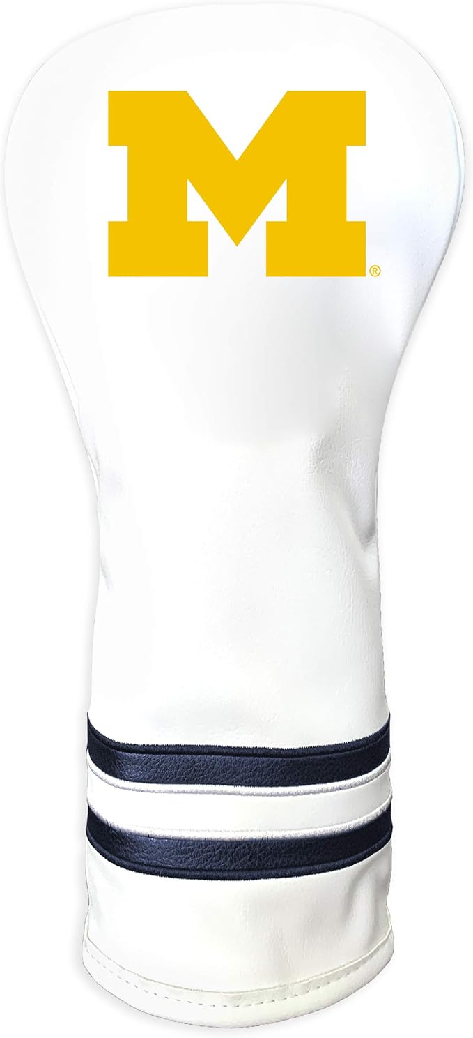 Team Golf NCAA White Vintage Fairway Golf Club Headcover, Form Fitting Design, Retro Design
