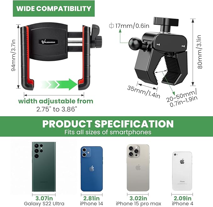 Upgraded Golf Cart Phone Mount Holder Compatible with EZGO/Club Car, 360° Rotatable One-Handed Pick & Place Universal Compatible with iPhone Galaxy Google Pixel, Golf Cart Accessories