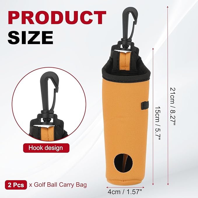 uxcell Golf Ball Carry Bag, Waist-Mounted Storage Bag Neoprene Golf Tee Holder Pouch with Lightweight Hook for Men and Women
