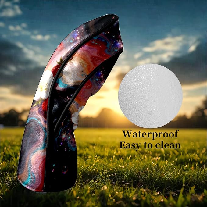 Golf Head Covers Leather Driver Headcover, Premium Golf Club Covers with Anti-Scratch Lining 1/3/5 Wood Head Covers for Golf Clubs for Women Men