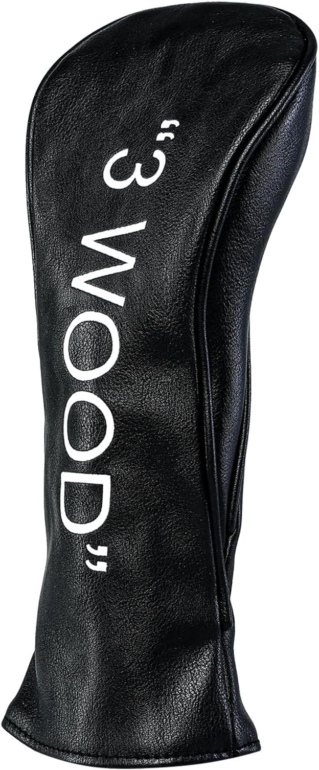 Golf Club Covers – Leather Driver Headcover, Fairway Wood, 3 Wood, Hybrid, Fits Mallet Blade Putter Head Covers Alignment Stick Cover