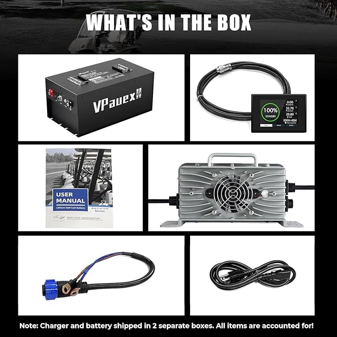 48V 160Ah Lithium Golf Cart Battery,48V Golf Cart Batteries with 22A Charger,Built-in 200A BMS,Metal Casing,Supports Mobile APP,Touch Monitor,6000+ Cycles,Peak Current 600A,Max 10.24kW Output Power