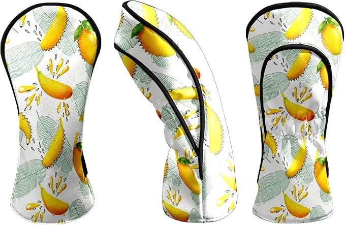Premium Leather Golf Club Headcovers,Mango Pattern Fits Driver Hybrid Fairway 3/5 Wood,with Scratch-Resistant Lining, Gift for Men and Women