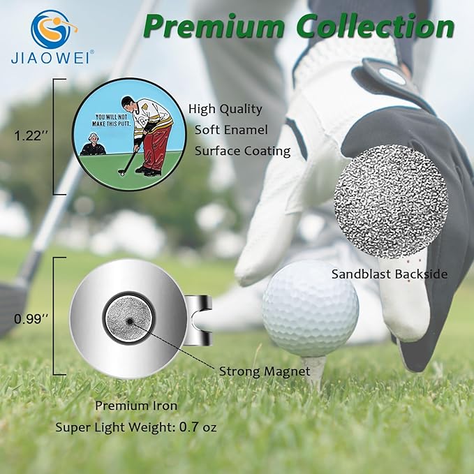 Enamel Golf Ball Marker with Magnetic Hat Clip - Funny Golf Accessories - Great Gift for Golf Lovers