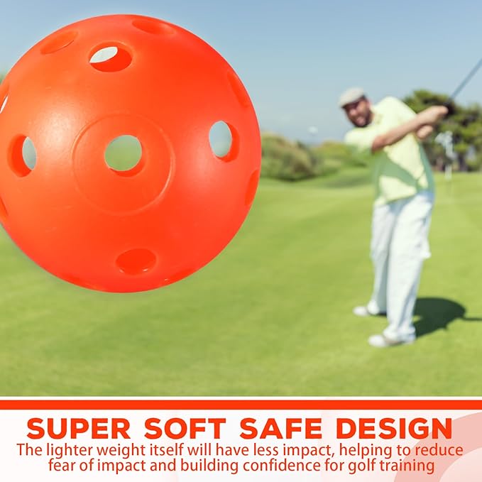 24 Pack Practice Golf Balls 42 mm Limited Flight Plastic Golf Training Airflow Hollow Ball for Driving Range Swing Practice Backyard Indoor Outdoor Home