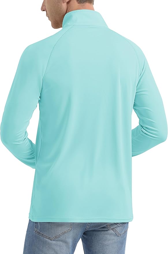 MAGCOMSEN Men's Long Sleeve Sun Shirts UPF 50+ Tees 1/4 Zip Up Fishing Running Rash Guard T-Shirts Outdoor Shirt