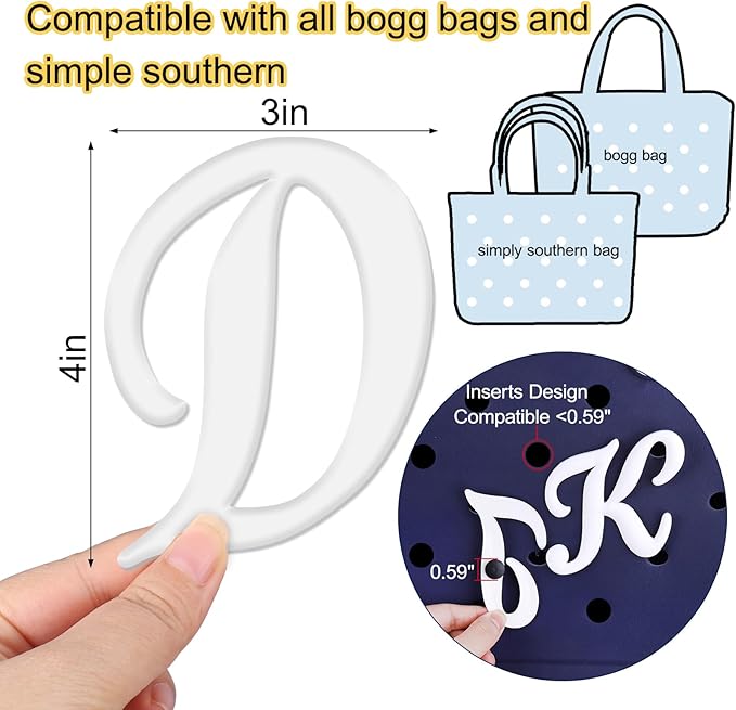 Mity rain Letter Charms for Bogg Bag，Alphabet Lettering Accessories Charms Compatible with Bogg Bag Original All Models, Insert Decorative Letter for Handbag Beach Tote Bag D