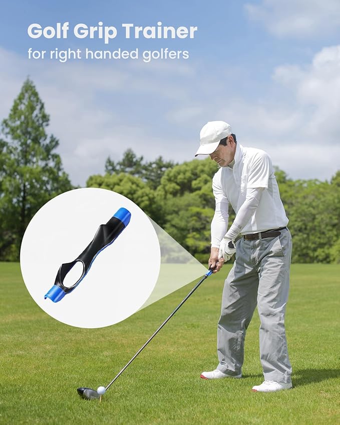 Golf Grip Trainer & Swing Correcting Arm Band, Golf Training Aid Combo- Enhance Grip Strength, Swing Technique and Correct Hand Position