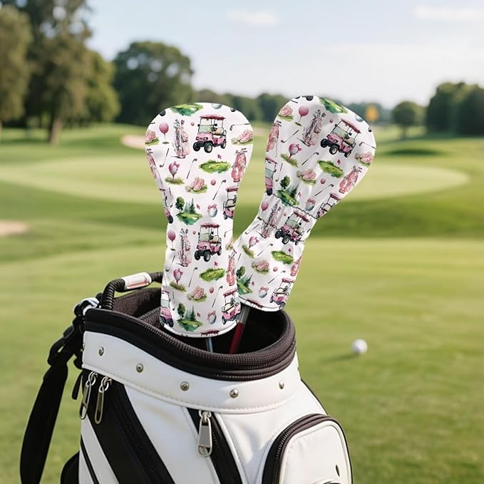 Golf Club Head Covers for Club Protective, Waterproof PU Leather Driver Fairway Wood Hybrid Head Cover