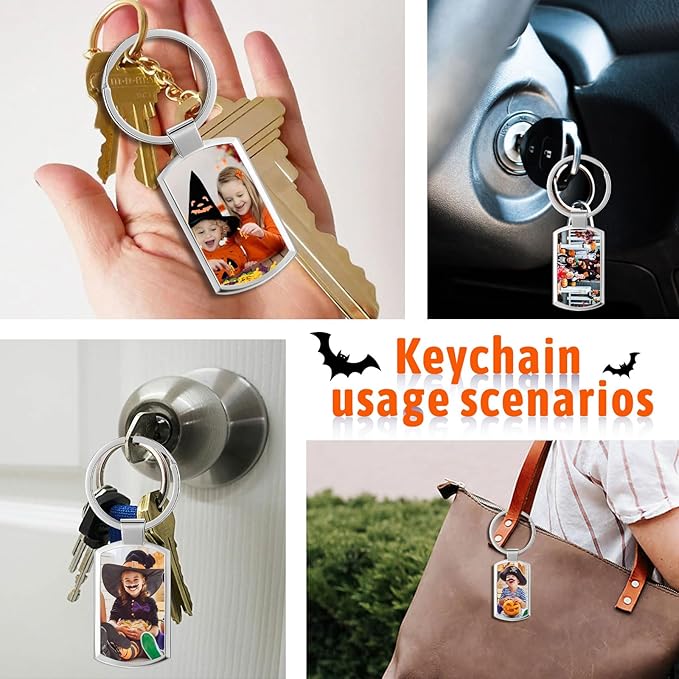 Personalized Custom Keychain with Picture - Double Sided Engraving Photo Text Customized Key Chains for Men Boyfriend