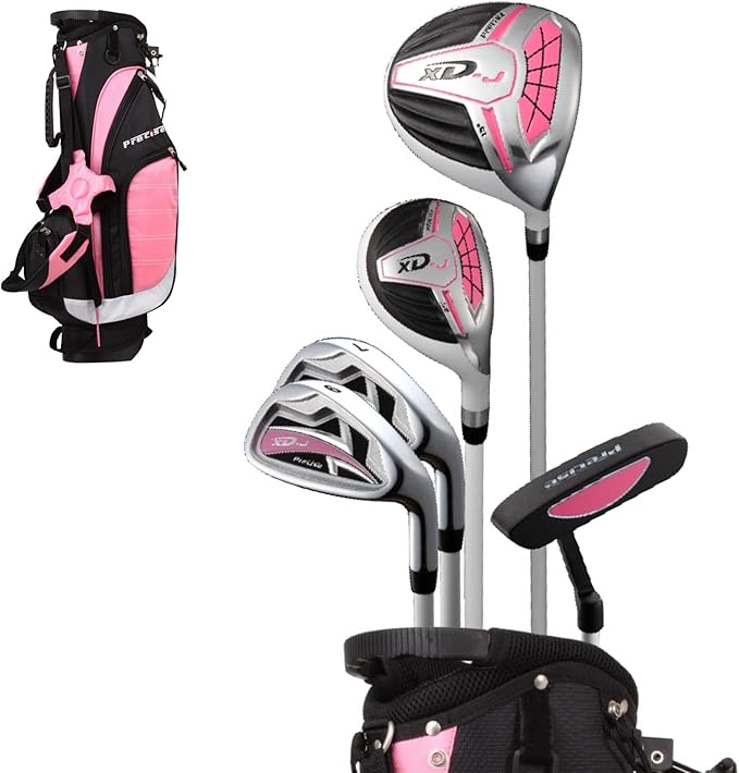 Precise XD-J Kids Golf Clubs Set – Boys’ & Girls’ Junior Golf Set with Lightweight Graphite Shafts, Hybrid, Putter & Stand Bag