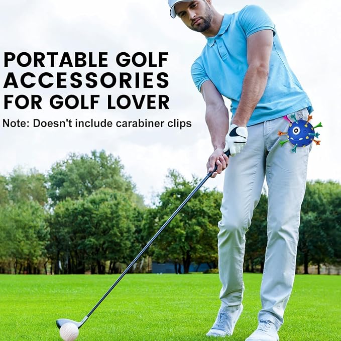 Golf Tee Holder, Portable Ball Tees Holder for Golf Bag, Golf Tee Carrier with 18 tees Hole, Golf Accessory for Golf Club Bag, Golf Gifts for Man Women