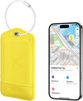 TopMade Smart Luggage Tag with Find My, Premium Leather Luggage Tags for Suitcase, Travel Bags, Backpacks, Anti-Lost Suitcase Tag Tracker for Travel with Privacy Name Card, Rechargeable