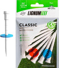 LIGNUM Tee - Classic Golf Tees - Sports Golf Tees - Anti Spin Head, Bio-Based Micro Wood, 50x Durable