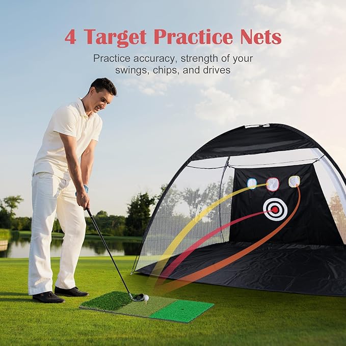 Golf Net, 10 x 7ft Backyard Practice net, Golf Hitting,Driving Net with mat for Indoor/Outdoor