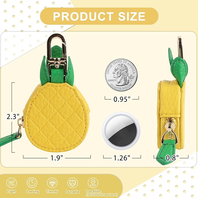 XSUIOY Orange Fruit Coin Purse Keychain Bag Charm, Mini Leather Coin Purse & Pouch Airtag Holder Keychain, Kawaii Bag Charms for Handbag, Tote, Keys, Airtag, Gifts for Girls & Women