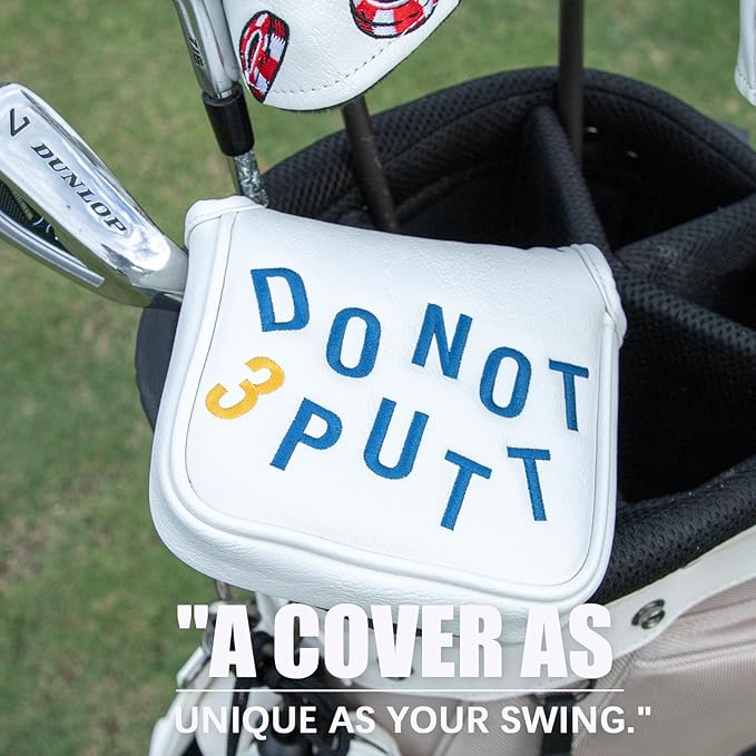 Golf Mallet Putter Cover, Golf Club Cover with Strong Magnetic Closure, PU Leather Waterproof Golf Putter Cover Golf Accessories