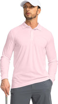 Men's Polo Shirt Long Sleeve Golf Shirts Lightweight UPF 50+ Sun Protection Cool Shirts for Men Work Fishing Outdoor