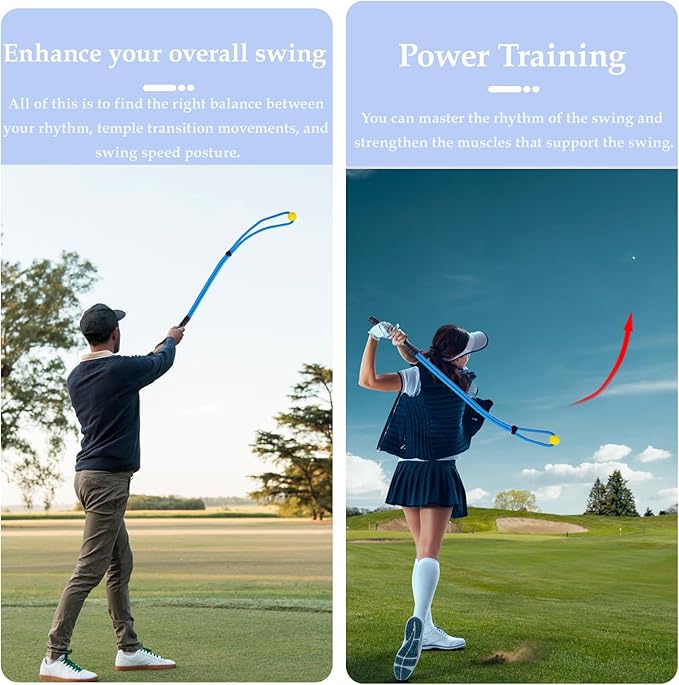 Little World Golf Rope Swing Trainer Set - Golf Training Aid with Swing Correcting Arm Band for Improved Technique & Tempo, Perfect Golf Gifts for Men & Women (Blue)