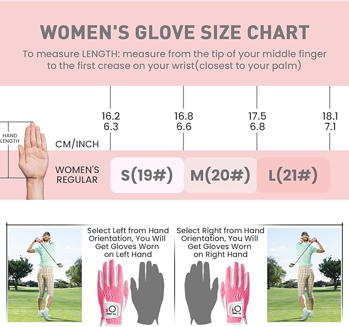 FINGER TEN Womens Golf Glove Right Handed Golfer Left Hand 1 Pack Golf Gloves Rain Grip Hot Wet All Weather Mesh for Women Girls Ladies Small Medium Large
